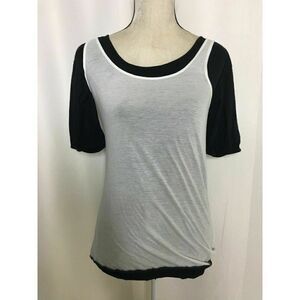 Vince Womens Black White Short Sleeve Double Layer Top T Shirt reversible Small